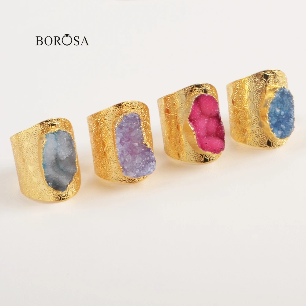 BOROSA 1 шт. свободной формы окрашенный цветной кулон агат Друза Жеода кольцо для