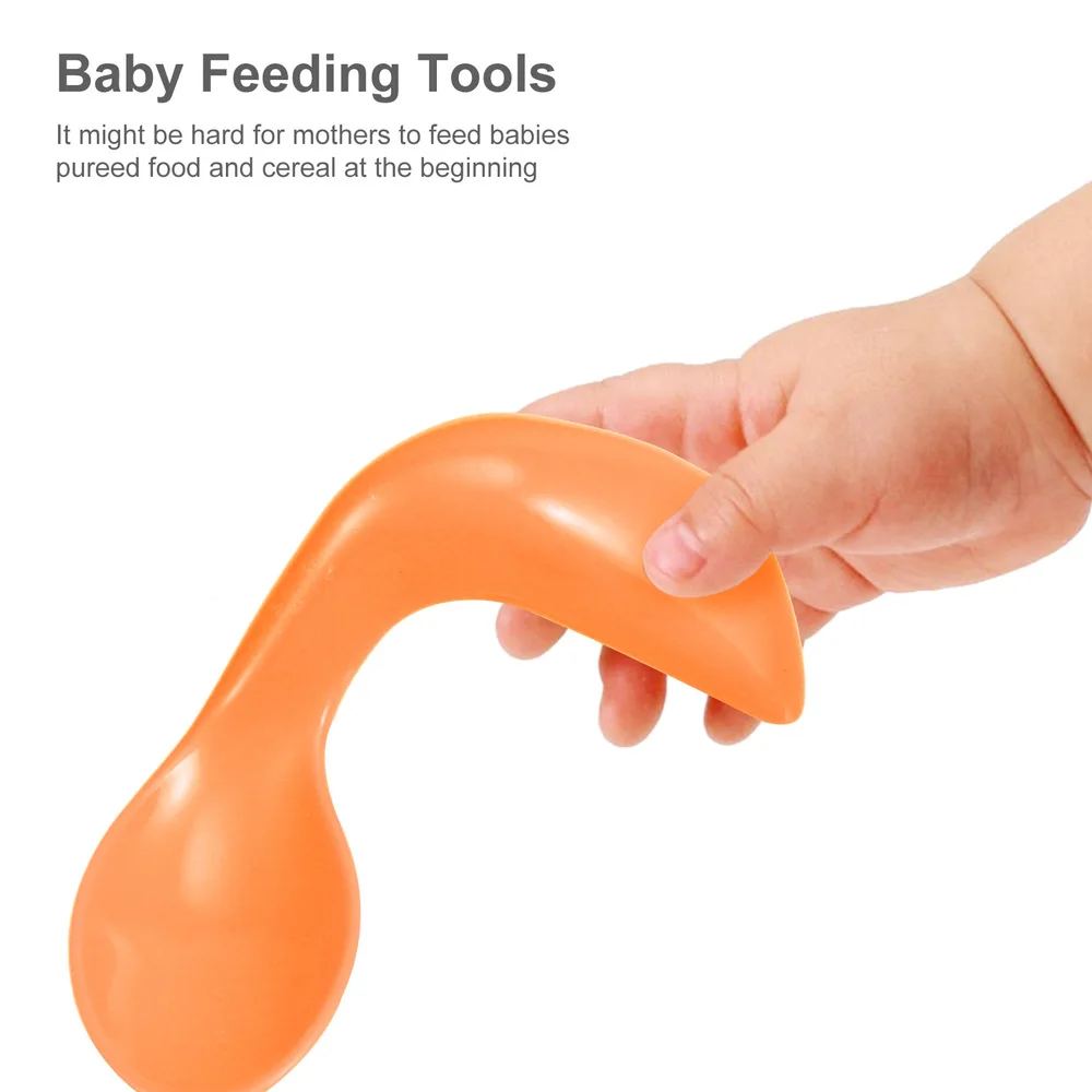 

1 Set Practical Infant Training Tableware Set Learning Fork Bending Head Spoon