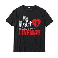womens my heart belongs to a electric cable lineman gift t shirt casual cotton mens tops t shirt normal on sale t shirt
