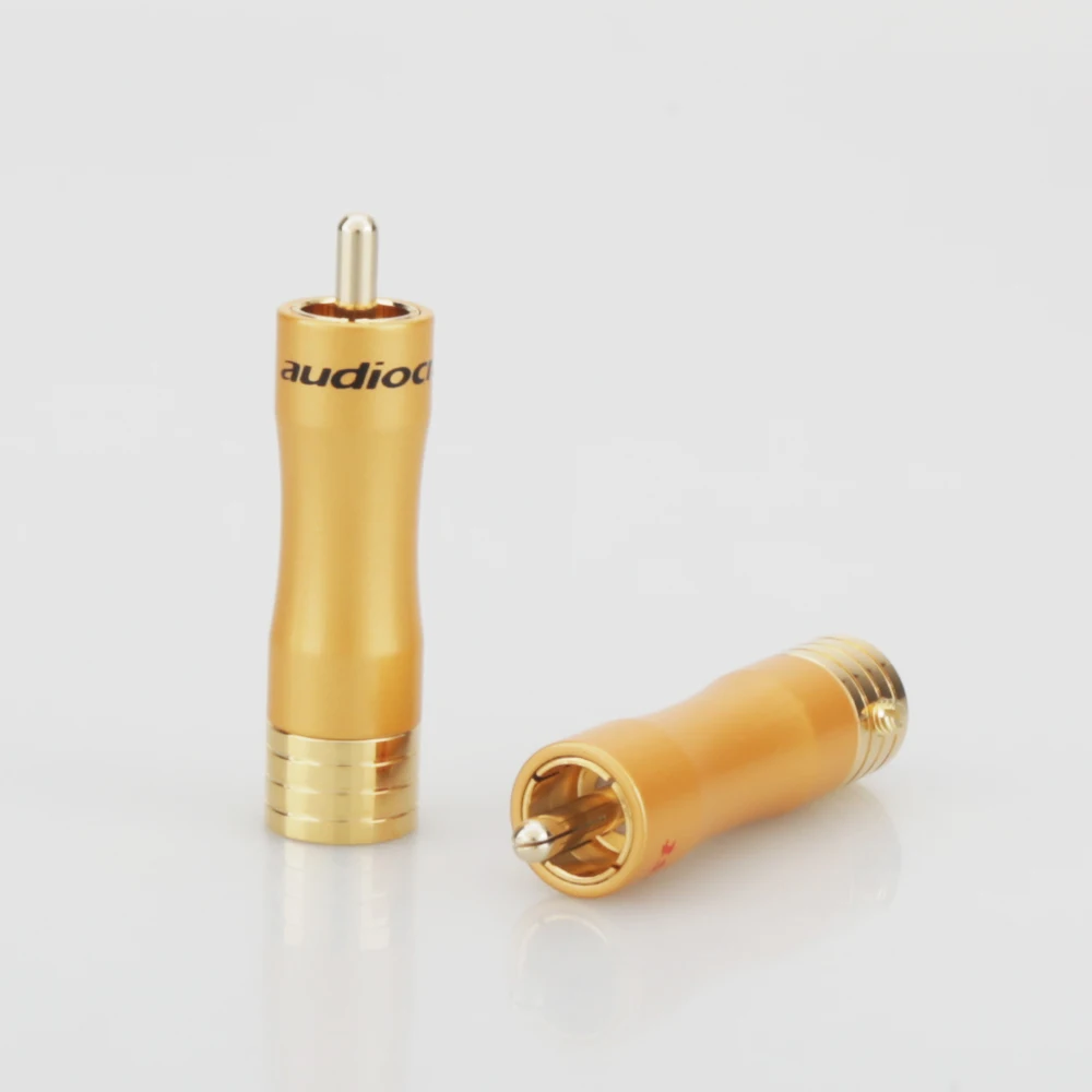 

4xAudiocrast R015 24K Gold plated RCA Plug Adapter Audio Phono Gold Plated Solder Connector RCA Repair Ends HIFI 8MM Cable Plug