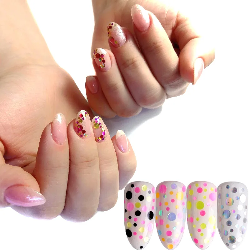1 Набор 12 Маникюр для ногтей сетка Блестки Круглый цвет красочные хлопья