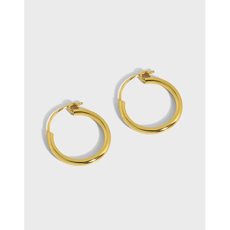 

Minimalist 100% 925 Sterling Silver Circle Hoop Earrings For Woman, Woman Birthday Gifts Hoops Earings Gold Color Fine Jewelry