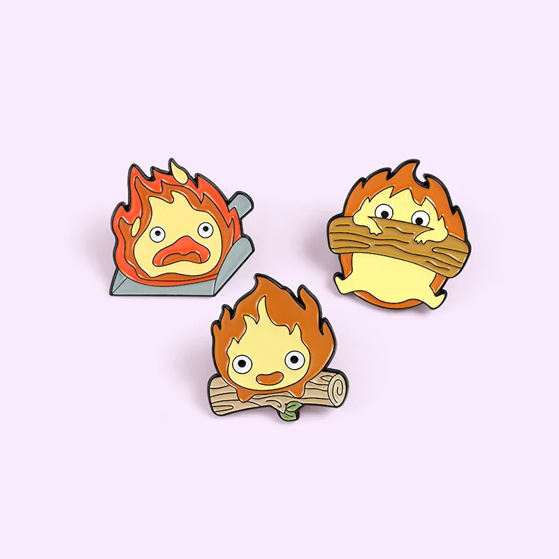 

2021 New Arrival Matches Fire Flame Enamel Pendant Children's Cartoon Flame Image Shovel Backpack Exquisite Badge Jewelry Gift
