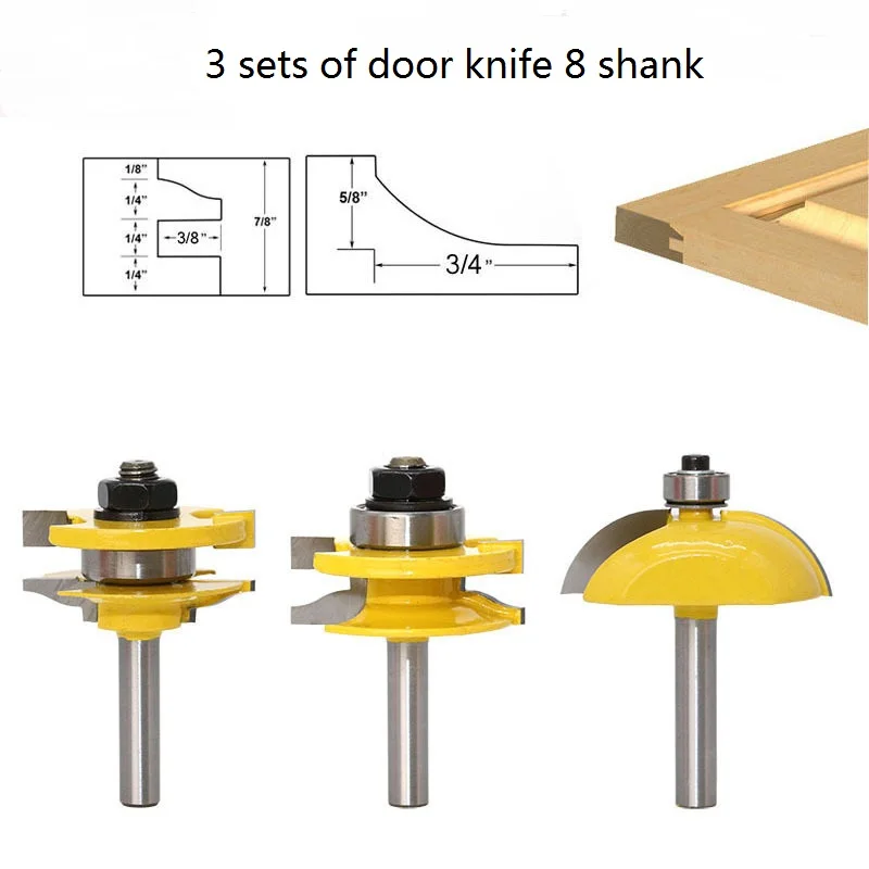 

45 Degree Milling Cutter Router Bit Set Wood Cutter Carbide 8mm Shank Mill Woodworking Trimming Straight Carving Cutting Tools