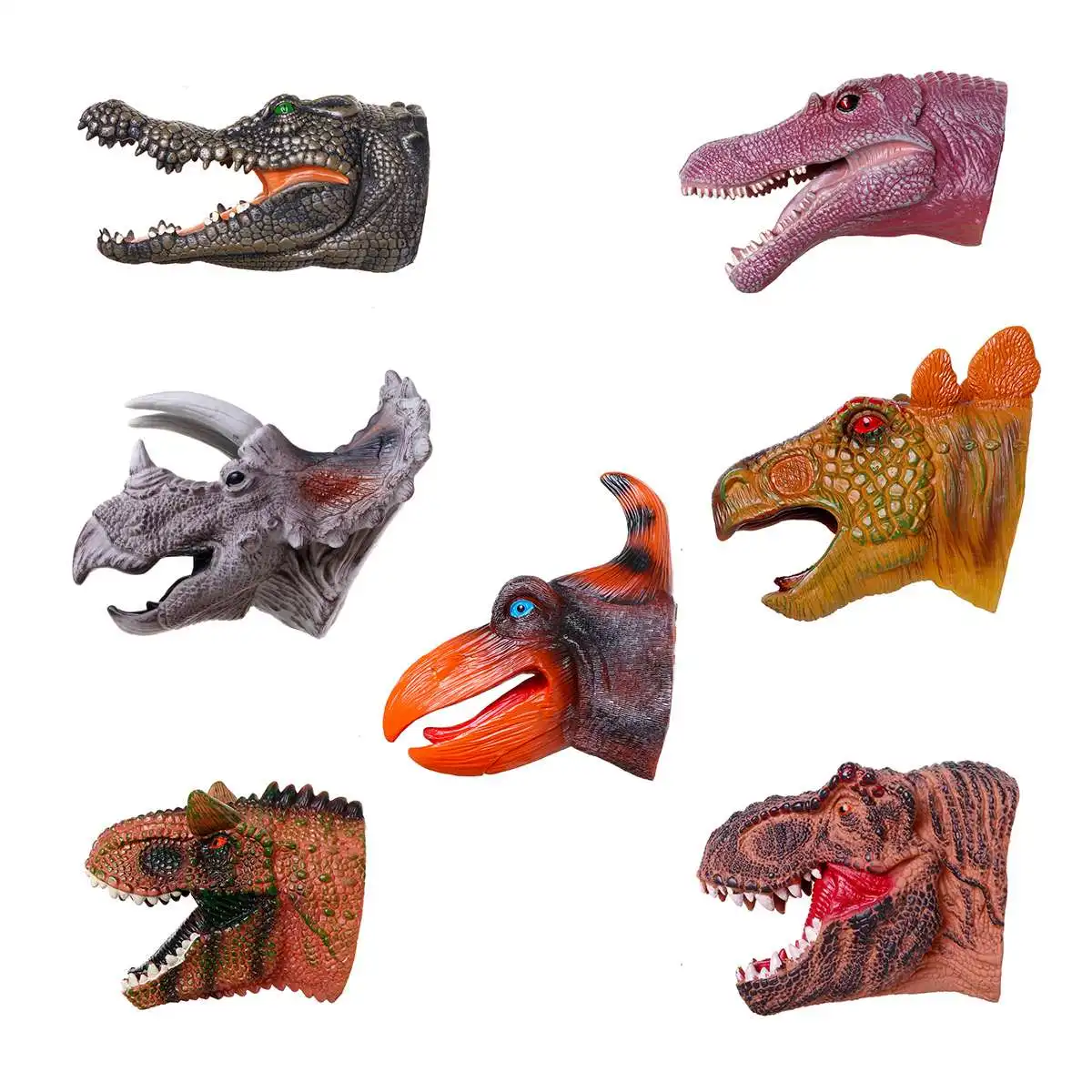 

Soft Vinyl Rubber Animal Head Hand Puppet Figure Kids Toys Gloves For Children Model Gift Dinosaur Hand Puppet Toys For Children