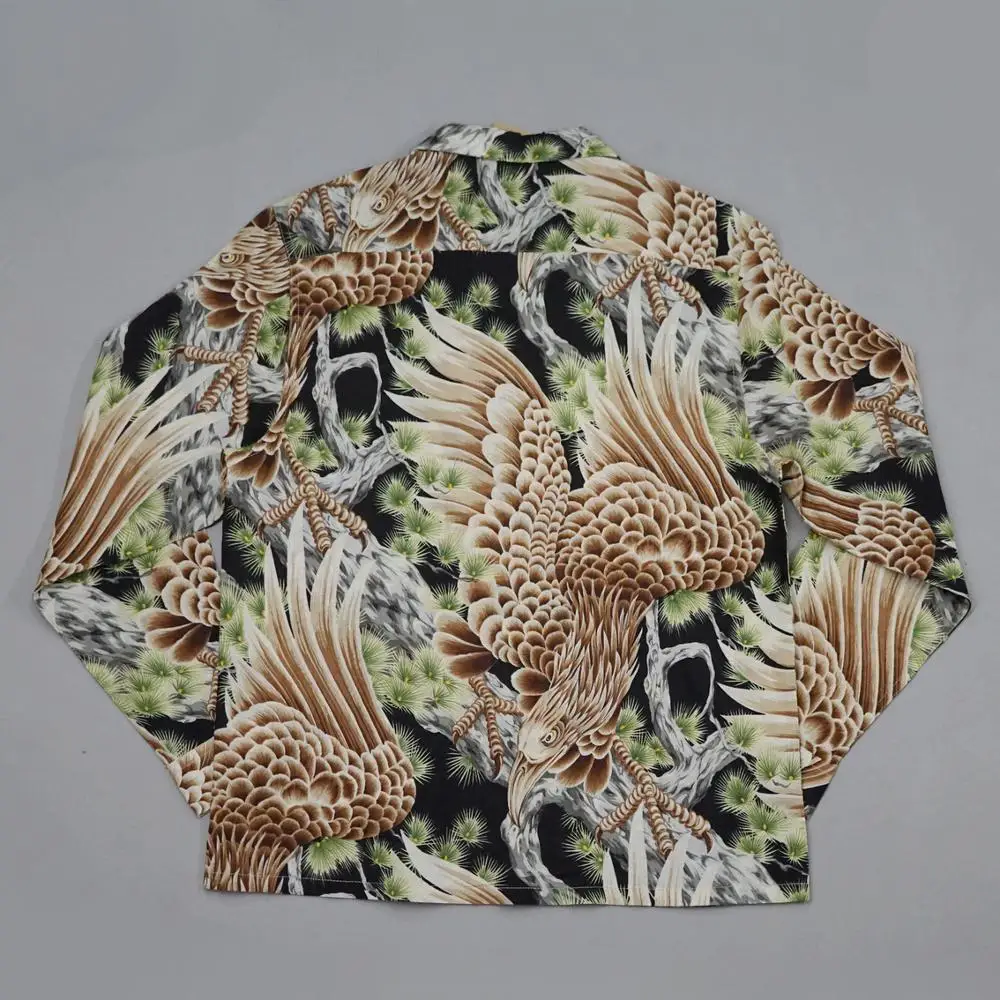 Мужская винтажная гавайская рубашка с длинным рукавом в японском стиле | одежда