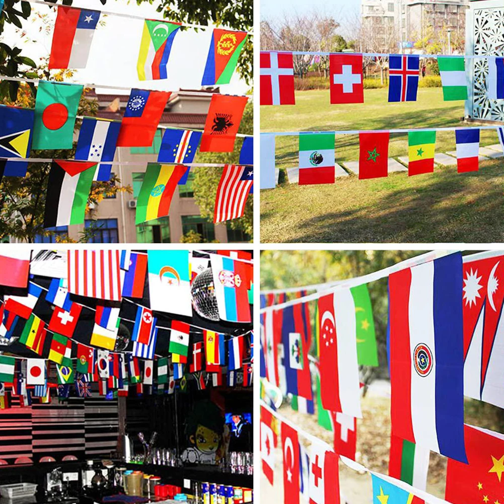 

20*28cm EURO Football Championship Fabric Bunting 24 Participating Teams Flags Bunting For Bar Restaurant And Party Decoration