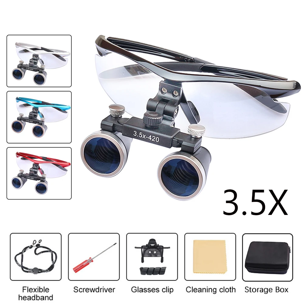 

3.5X-420 Dental Loupe Magnifier Adjustable Head Wearing Binocular Magnifier for Surgery Surgical Medical Operation Dental Glasse