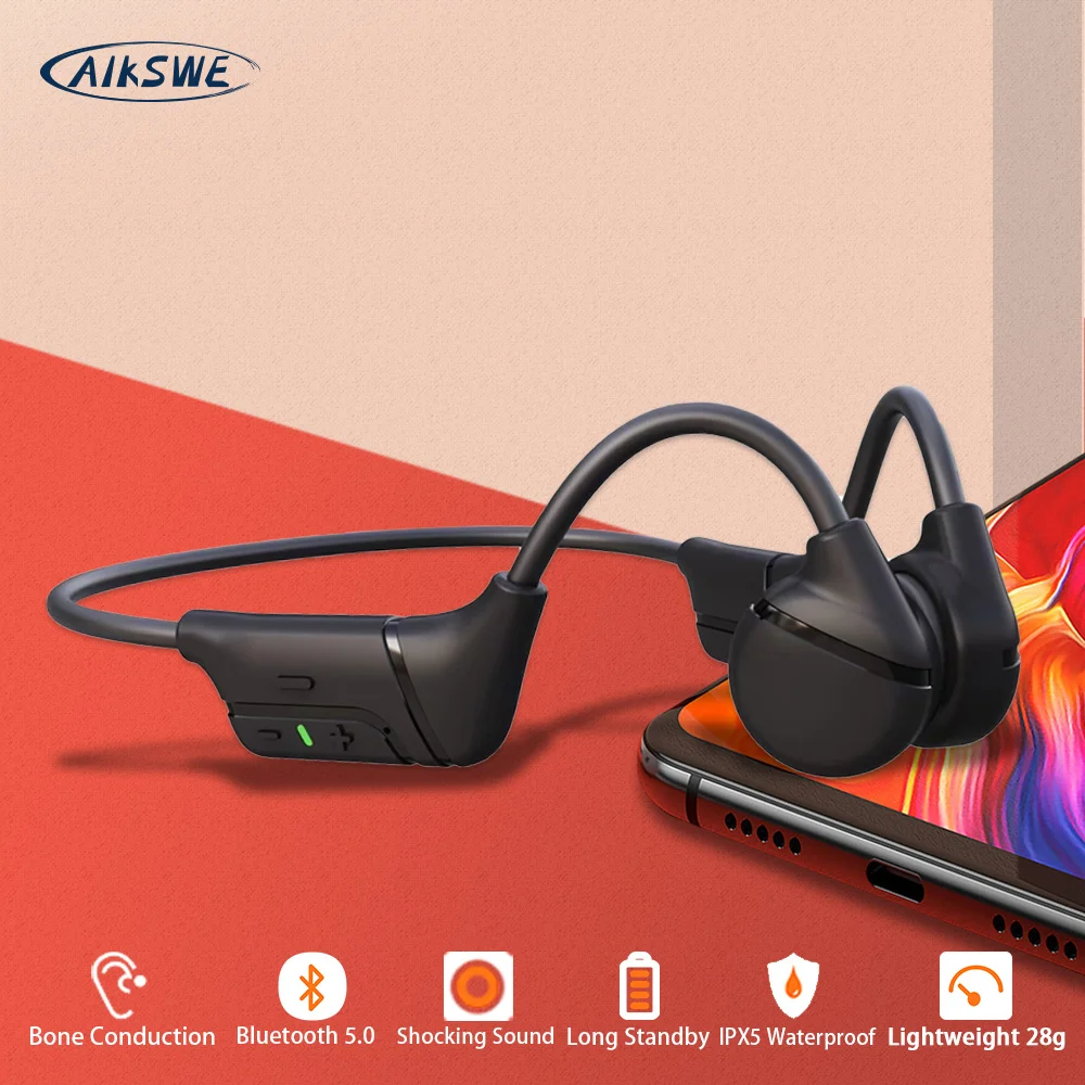 Беспроводные спортивные наушники AIKSWE с костной проводимостью водонепроницаемые