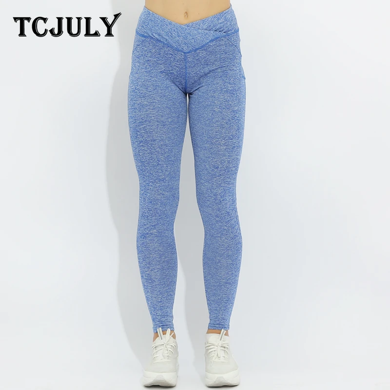 TCJULY спортивная одежда для женщин леггинсы спортзала однотонные с высокой талией