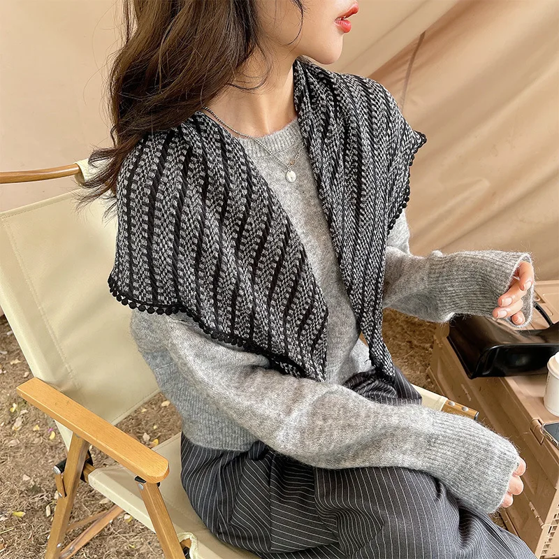 

Fashion Knitted Fake Collar Shawl for Women Vintage Shirt Detachable False Collar Shawls Ladies Casual Knitted Wraps Scarfs
