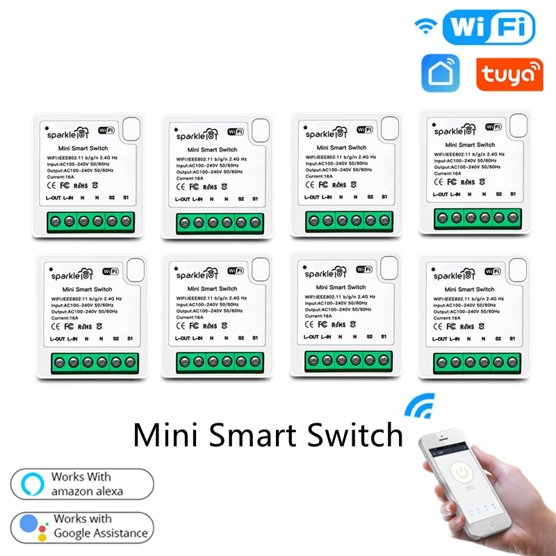 

16A Mini Smart Wifi DIY Switch Supports 2 Way Control, Smart Home Automation Module, Works With Alexa Google Home Smart Life App