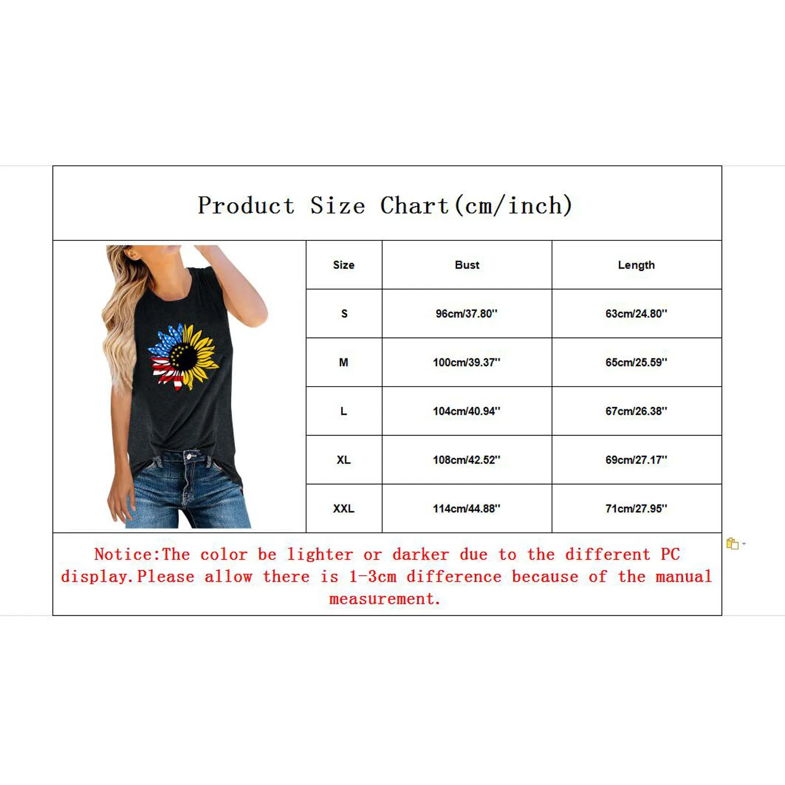 

Tops for women summer 2021 Casual Loose Independence Day Series chrysanthemum Printed Sleeveless Tank Top