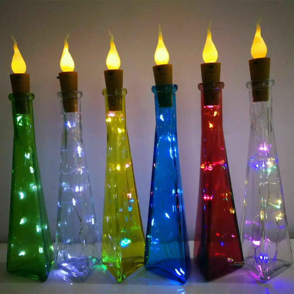 2 м беспламенная свеча бутылки вина Пробка 20 гирлянды светодиодные огни