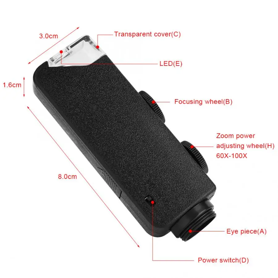 60X 100X оптический зум светодиодный объектив микроскопа с зажимом для мобильных
