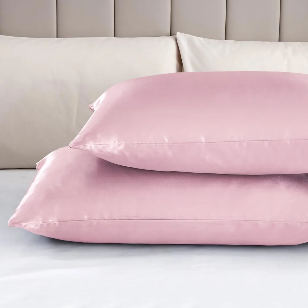 

2PCS Satin Silk Pillowcase White Gray Solid Color Satin Imitated Silk Pillow Cover US Twin Queen King Size Summer Pillowcases