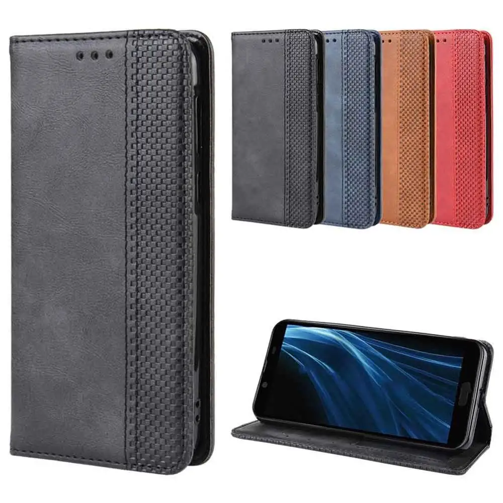 

Leather phone case for SHARP Aquos R3 / R2 SH-03K SHv42 / Aquos Sense Sense2 Back Cover Flip card wallet with stand Retro Coque