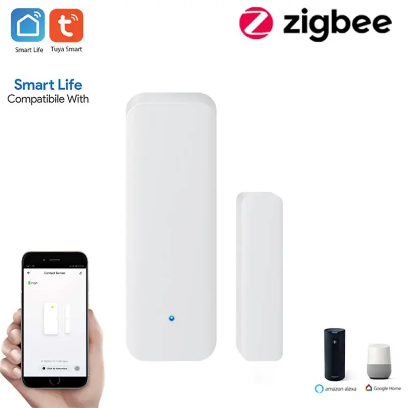 Смарт датчик двери Tuya Zigbee беспроводной для окон и дверей работает с Alexa Google