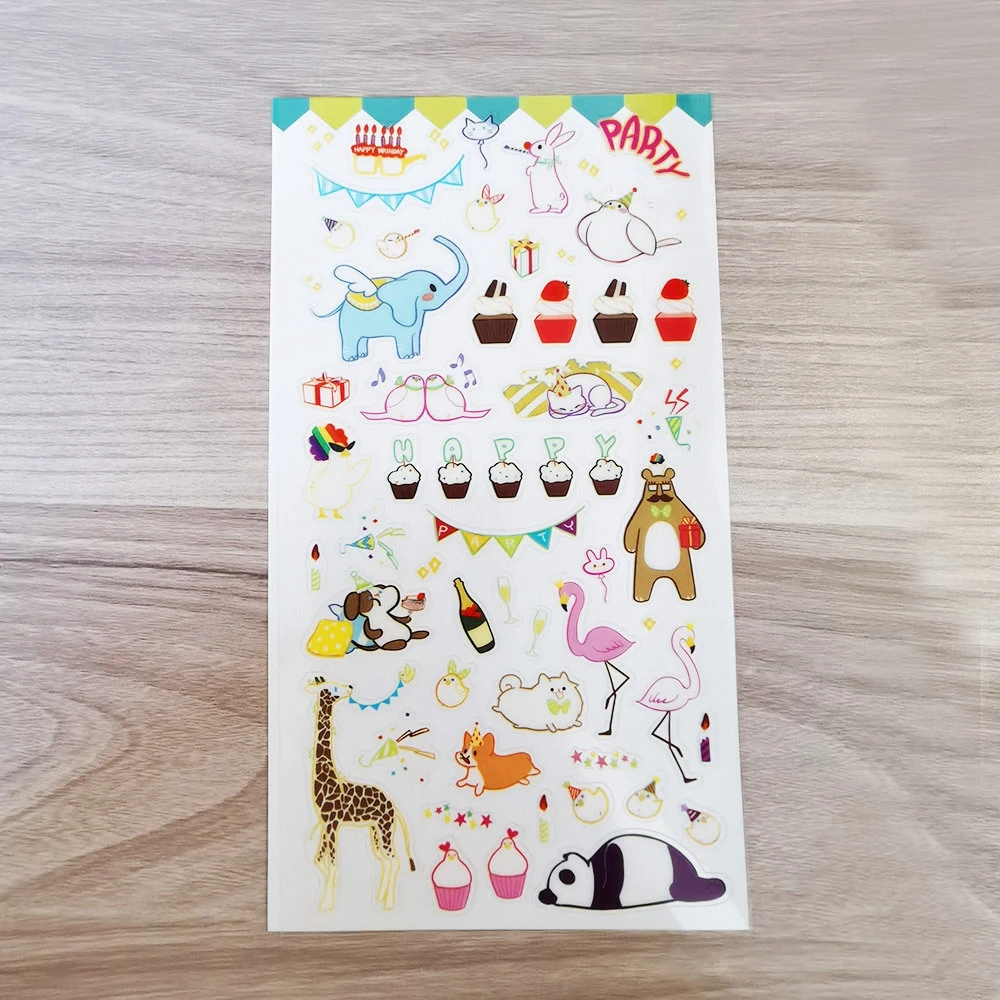 Наклейки Ainmal из ПВХ для скрапбукинга вечеринок и тортов, Канцтовары «сделай сам», дневник, мобильные чашки, украшение для стола