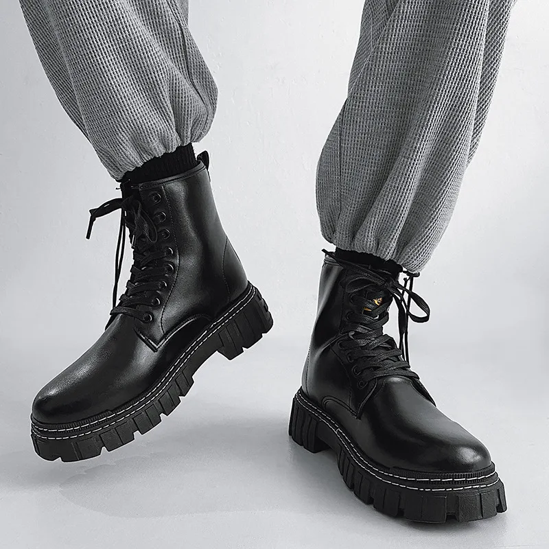 

Black Military Ankle Boots Men Work Shoes Casual Snow Hunting Tactical Boots Waterproof Leather Lace Up Botas Militares Bot