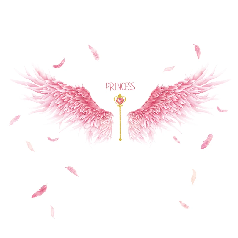 

[shijuekongjian] Cartoon Girl Wall Stickers DIY Feather Wings Mural Decals for Kids Room Baby Bedroom Nursery House Decoration