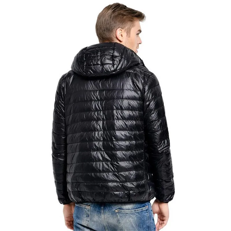 

Men's Ultralight White Duck Down Hooded Jacket Male Windproof Waterproof Parkas Coats Ultra Light Stand Collar Jackets Parkas