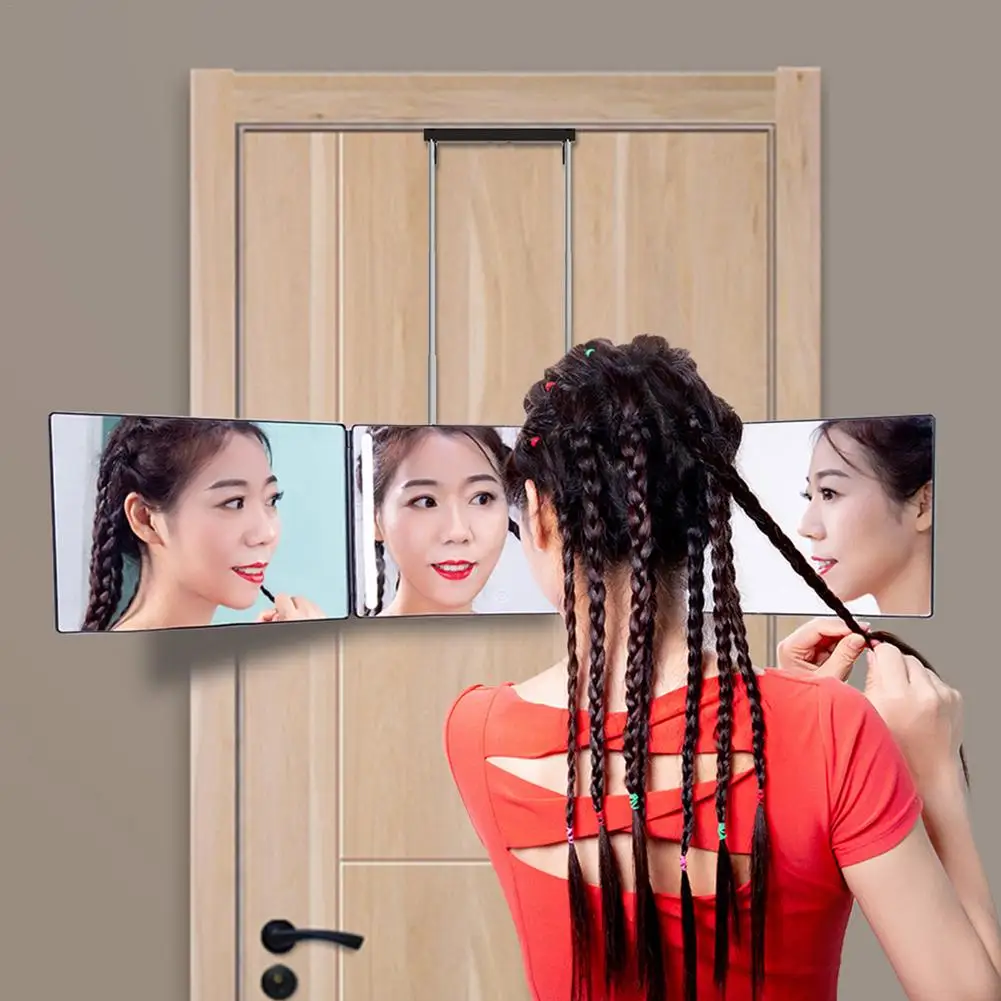 

Free Shipping Adjustable 3 Way Mirror Trifold Mirror Self Hairdressing Mirror Three-fold Mirror Hair Cutting DIY Haircut Tool