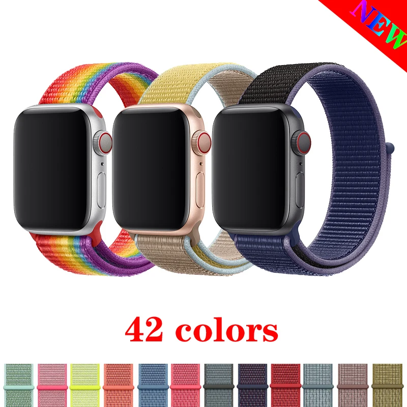 Ремешок для спортивных часов для apple watch, ремешок 42 мм, 38 мм, версия apple watch 5/4/3/2/1 наручных часов iwatch, ремешок 44 мм 40 мм двухслойный нейлоновый переплет ремешок для часов