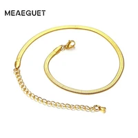 4mm flat snake chain necklace for women golden stainless steel jewelry