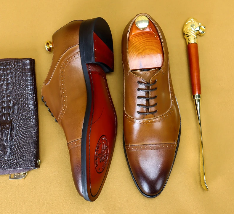 Туфли оксфорды мужские классические натуральная кожа заостренный носок на