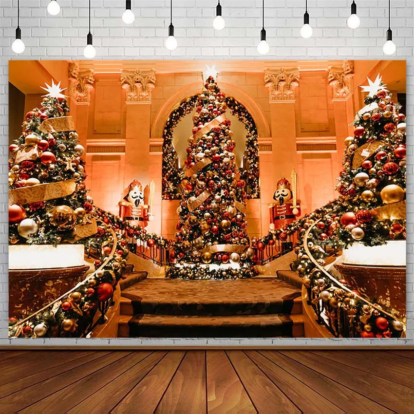 

Winter Christmas Tree Backdrops Bell Soldier Palace Xmas Baby Portrait Photography Background Photo Studio Photozone Decor Props