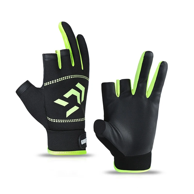 1 пара Daiwa Рыбалка перчатки на пол пальца Для мужчин женщин открытом воздухе анти скольжения 3 вырезать