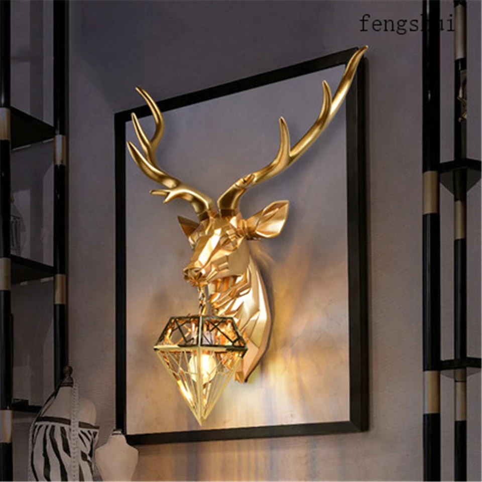 Современный американский Ретро Олень светодиодный настенный светильник рога светодиодный настенный светильник для гостиной спальни прикроватный Светильник Бра Домашний Светильник