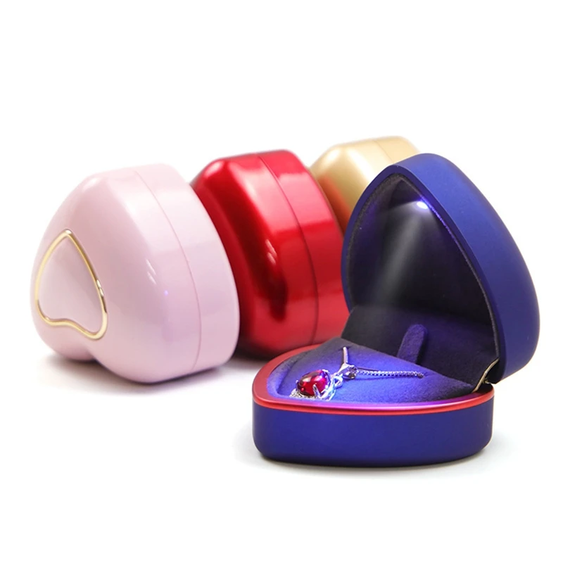 

Phnom Penh LED Heart-shaped Ring Box Creative Pendant Box with Lights Necklace Ring Jewelry Packaging Box-6 Colors Fashion