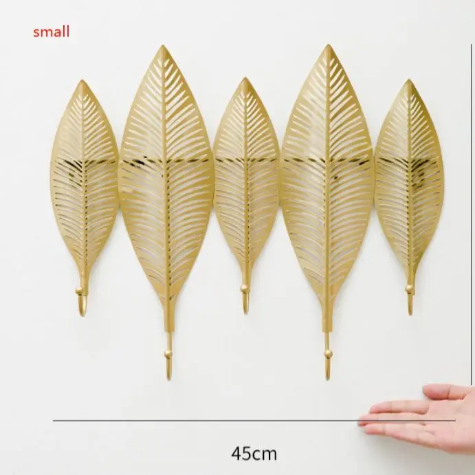 Gancho de hoja de metal n&oacute;rdico para sala de estar, gancho colgante para porche, ropa, decoraci&oacute;n de pared para habitaci&oacute;n, accesorio para llaves-5