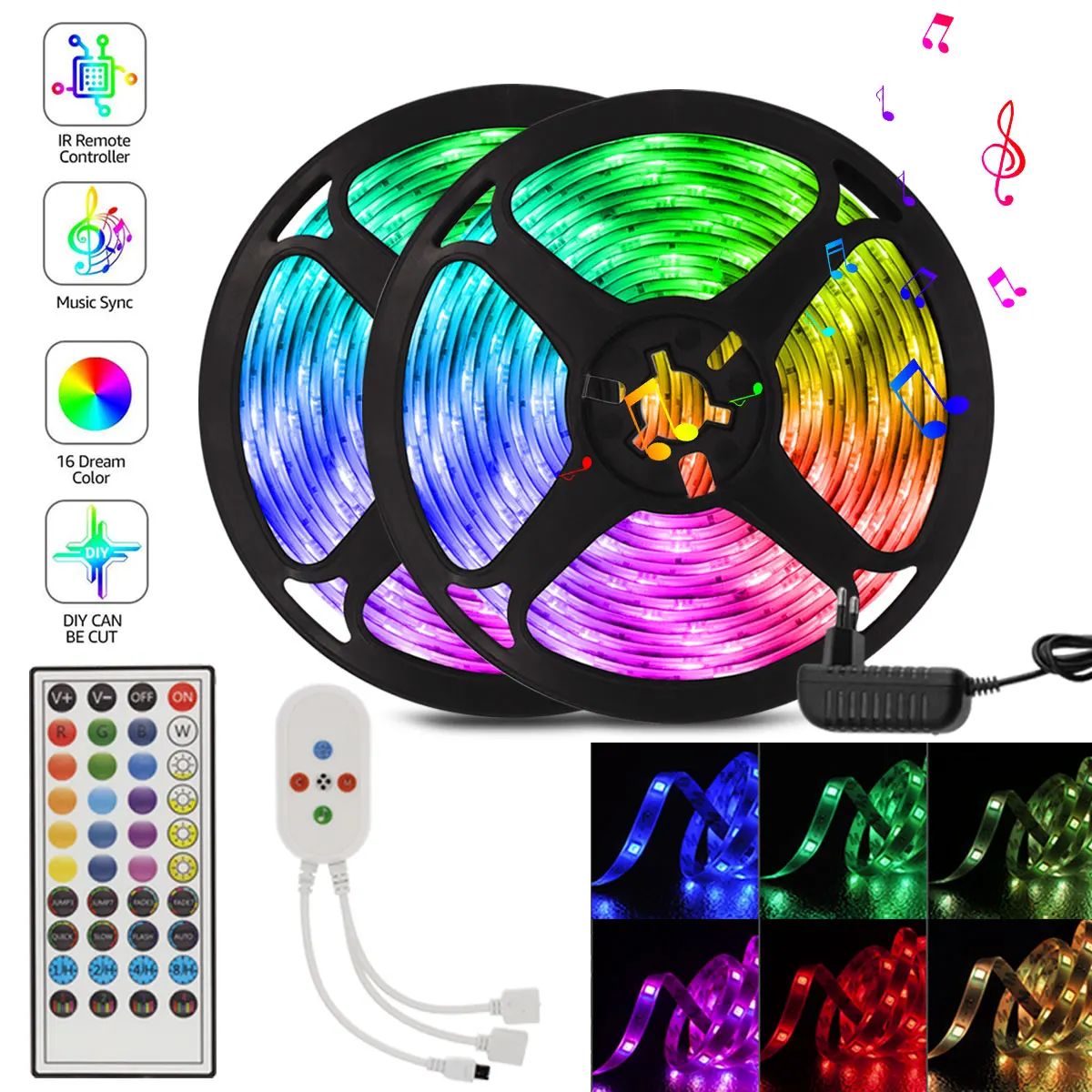 

DC 12V LED Strip Light RGB 5050 Tape Diode Bluetooth Controller Music Sync Smart Led Lights Flexible Ribbon for Home Decoration