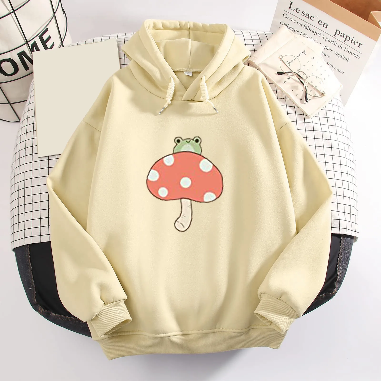 

Frog Hoodie Vintage Harajuku Women's Winter Hoodies Kawaii Cute Casual Streetwear Aesthetic Oversize Top Woman Loose Sweatshirts