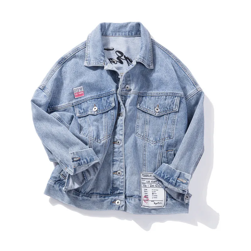 Женская джинсовая куртка с вышивкой свободная Повседневная ветровка из денима