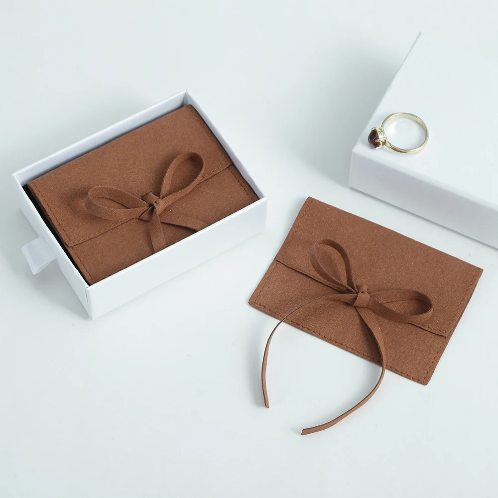 Jewelry Packaging Pouch Microfiber Envelope Bags with Flap Small Gift Bags for Necklace Brooch Ring Earring Jewellery Organizer