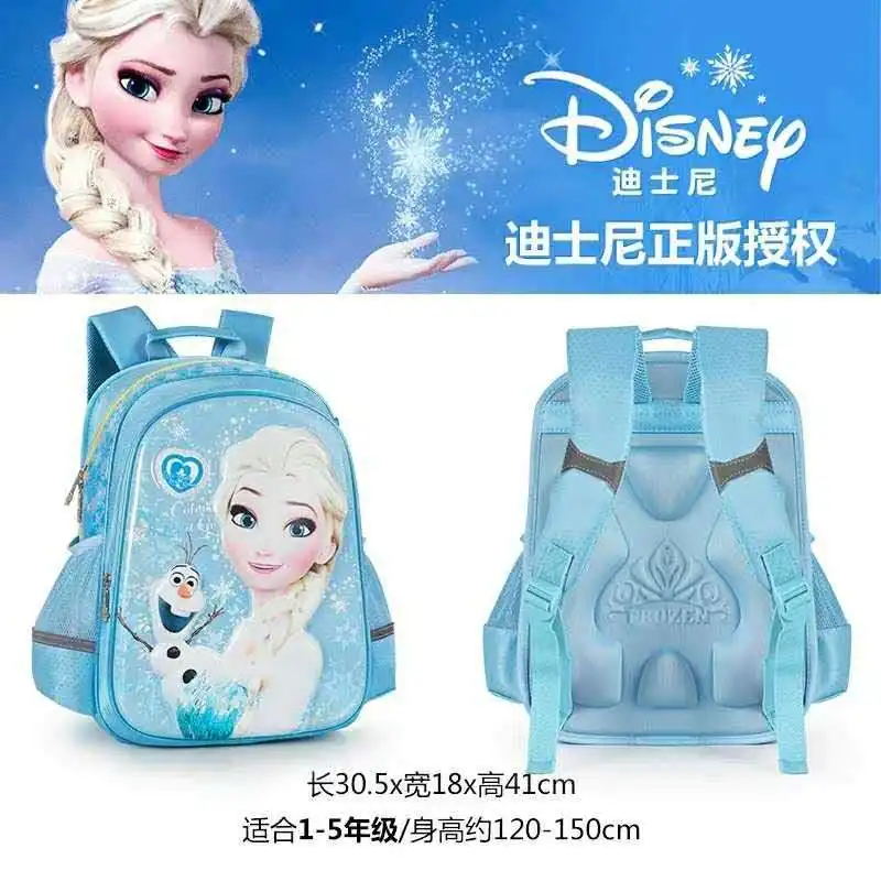 Disney Frozen School Bags For Girls Elsa Anna Student Shoulder Orthopedic Breathable Backpack Grade 1-3 Large Capacity Mochila