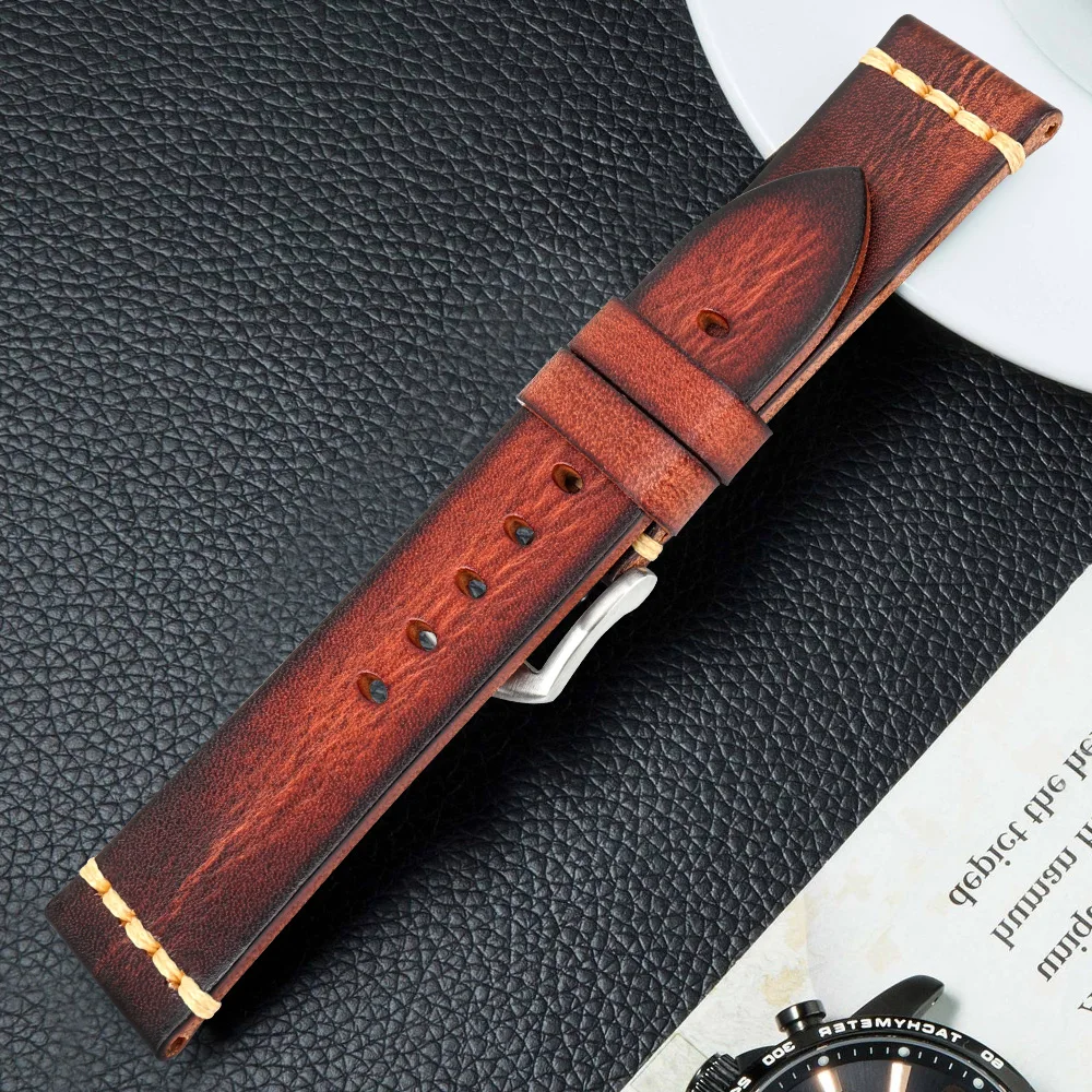 Leather Strap For rolex_watch man Watchband Galaxy Watch Strap 18mm 20mm 22mm 24mm Watch Band Wrist Bracelets Roes Gold Buckle