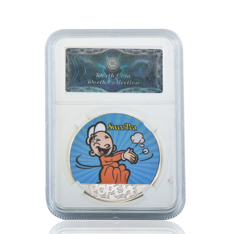 coin with case 7 WR Popeye Посеребренная металлическая копия монет мультяшный персонаж копия монеты коллекционные вещи Россия Подарки на день рождения сувениры - Цвет: coin with case 7