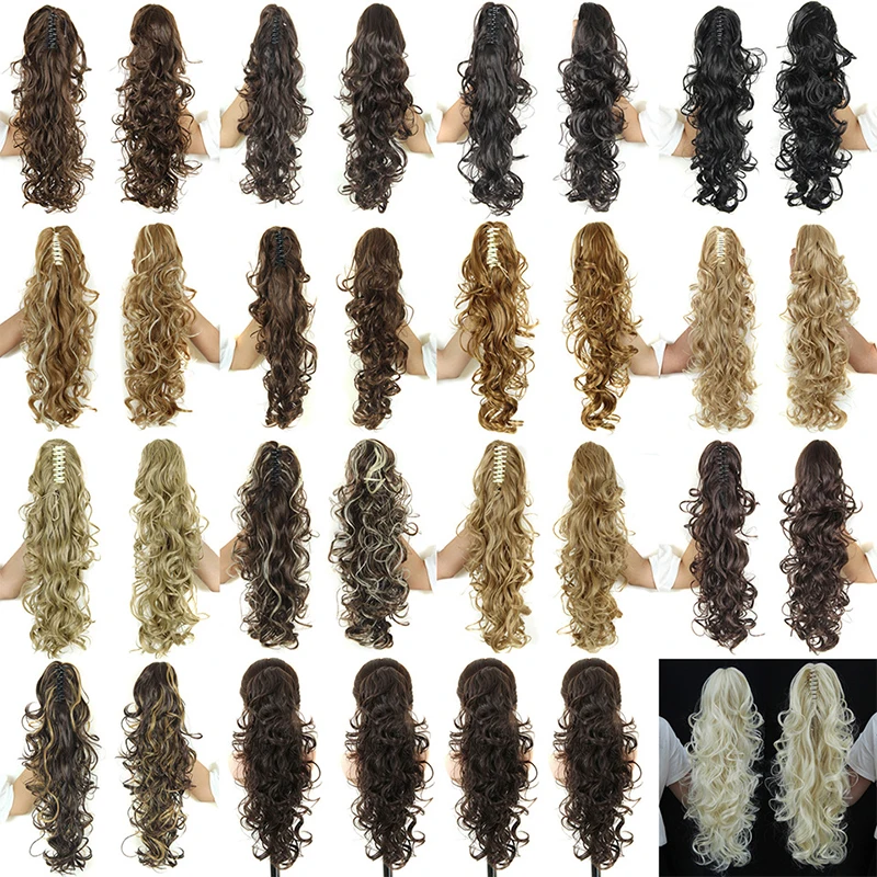 20 ''длинные волнистые конский хвост удлинитель коготь клипса волосы для