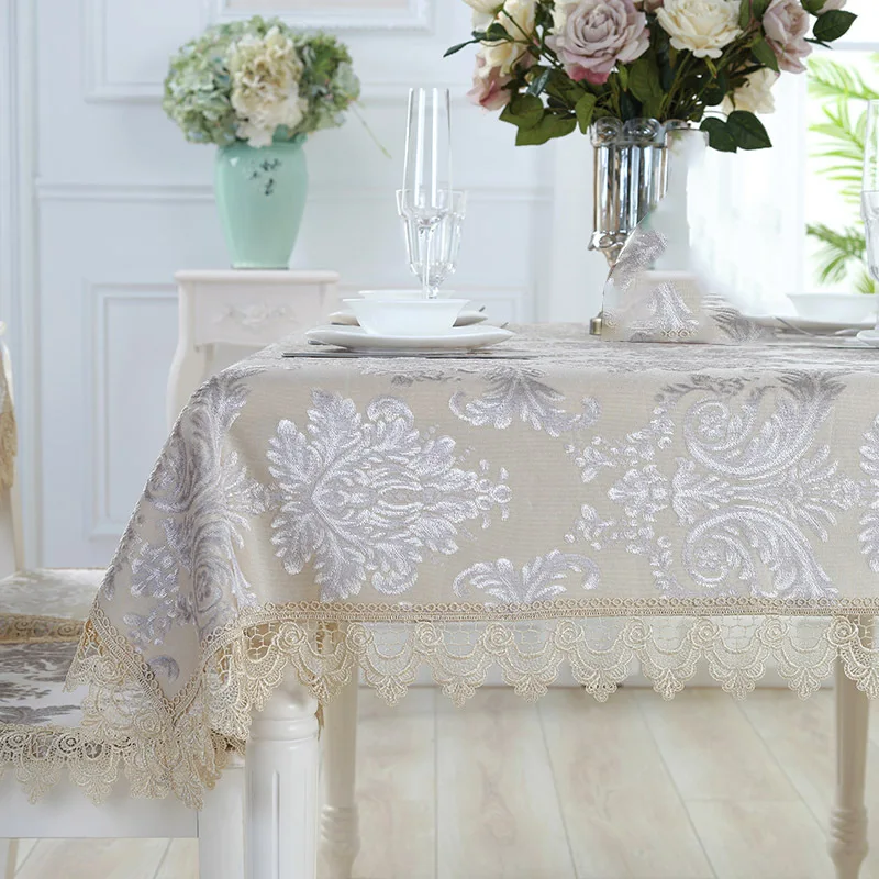 Скатерть для стола жаккардовая с вышивкой | Дом и сад