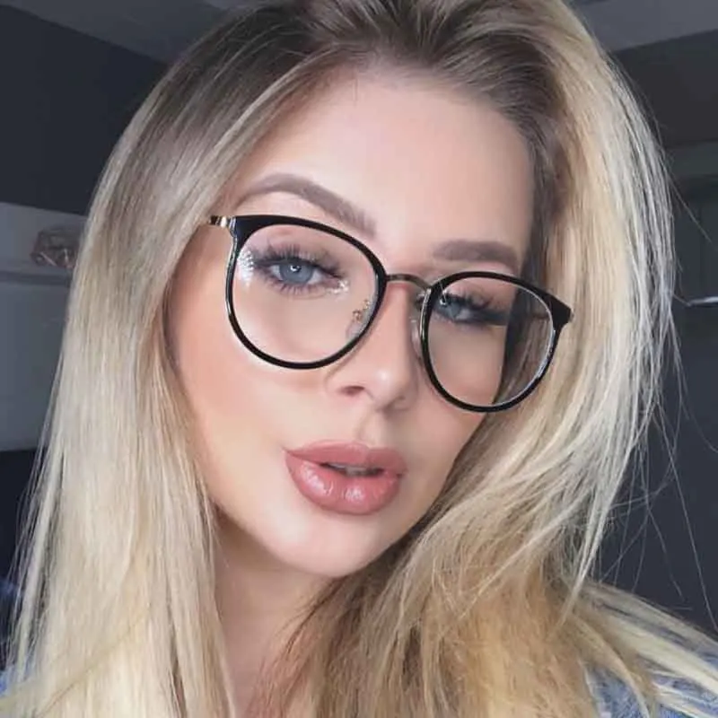 

В Корейском стиле Модные солнцезащитные очки "кошачий глаз" круглые очки, оправа, марочные, женские лучей радиации очки компьютерные антибл...