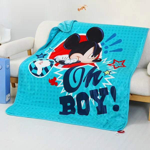 mickey Minnie Авторизованное одеяло с изображением Диснея голубого Микки и розового Минни для девочек, тонкое стеганое одеяло простыня с мультгероями плед из овечьей шерсти 150x200 см - Цвет: mickey Minnie