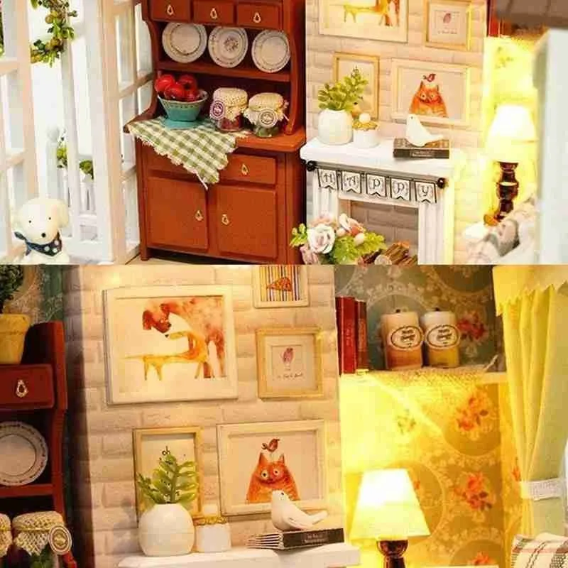 1 Набор игрушечный кукольный домик сделай сам миниатюрный деревянный пазл для