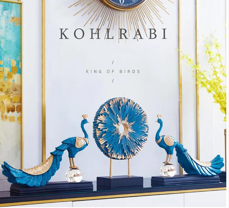 

EUROPEAN RESIN PEACOCK ORNAMENTS TV CABINET HOTEL FIGURINES DECORATION OFFICE ACCESSORIES CRAFTS HOME LIVINGROOM FURNISHING ART