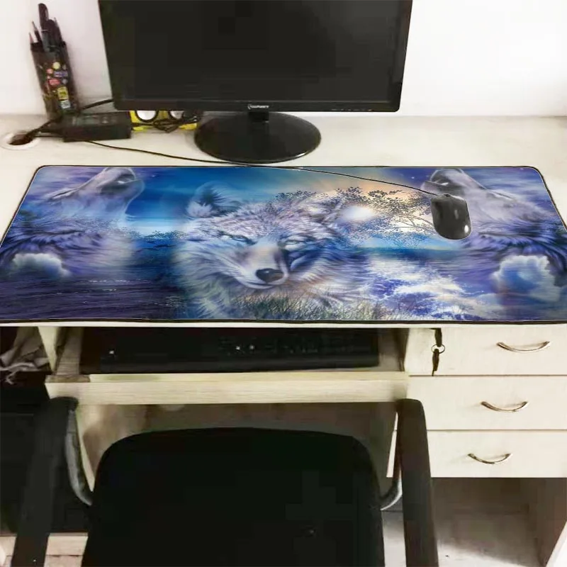 Mairuige волк животное 600x300x2 мм игровой большой коврик для мыши Коврик для мыши с блокирующим краем коврик игровой компьютерный стол коврик мышь клавиатура коврики