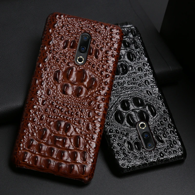 

Genuine Leather Phone Case For Meizu 16th Plus 16 16X 17 Pro 7 Plus X8 Cases Luruxy Cowhide Crocodile Head Texture Back Cover